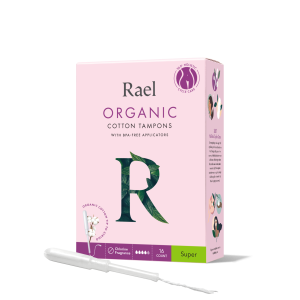 Rael Organic Cotton Tampons with Long Applicators in Super