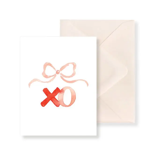 Simply Jessica Marie Watercolor Greeting Card in XO French Bow